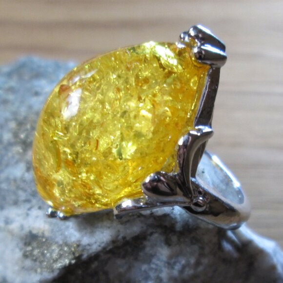 Jewelry - Pressed Baltic Amber Cocktail Ring